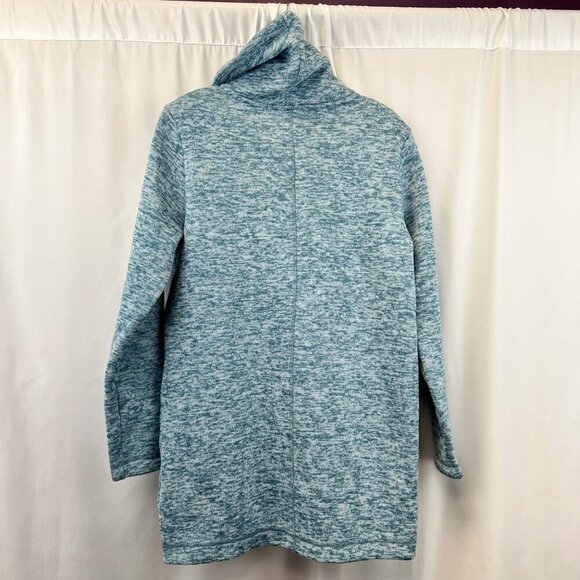 Lands’ End Women’s Fleece Tunic Funnel Neck Turquoise Space Dye Size Small - Picture 6 of 8
